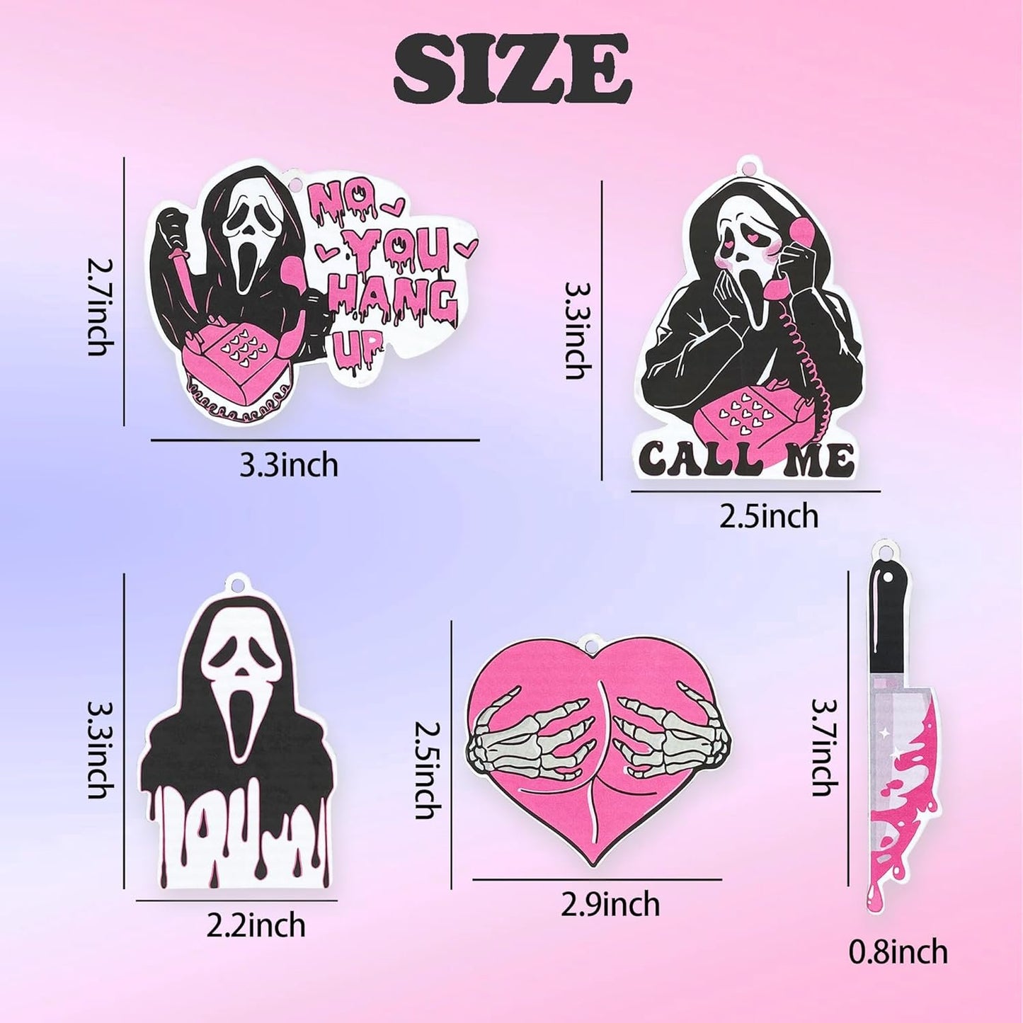 Joytezz Car Air Fresheners - Pink Ghost Cute Car Interior Accessories Hanging Scents Anime Freshener Automotive Room Decor for Women Teen Girls Gift 5Pcs