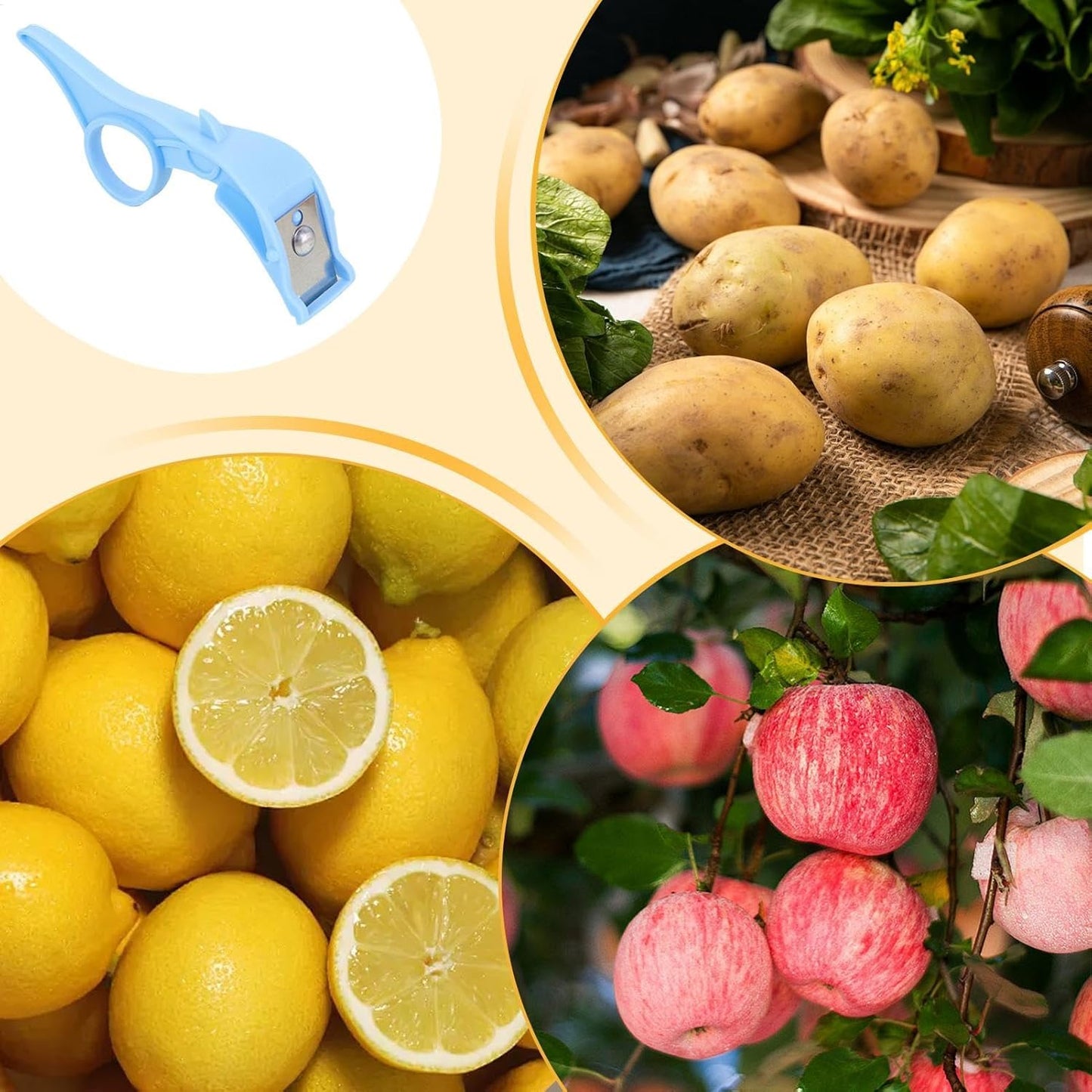 Ergonomic Citrus Peeler with Safety Guard, Multipurpose Fruit & Vegetable Peeling Tool, Non-Slip Handle Kitchen Gadget for Effortless Orange and Lemon Peeling, 4.13x1.3x0.79 Inches