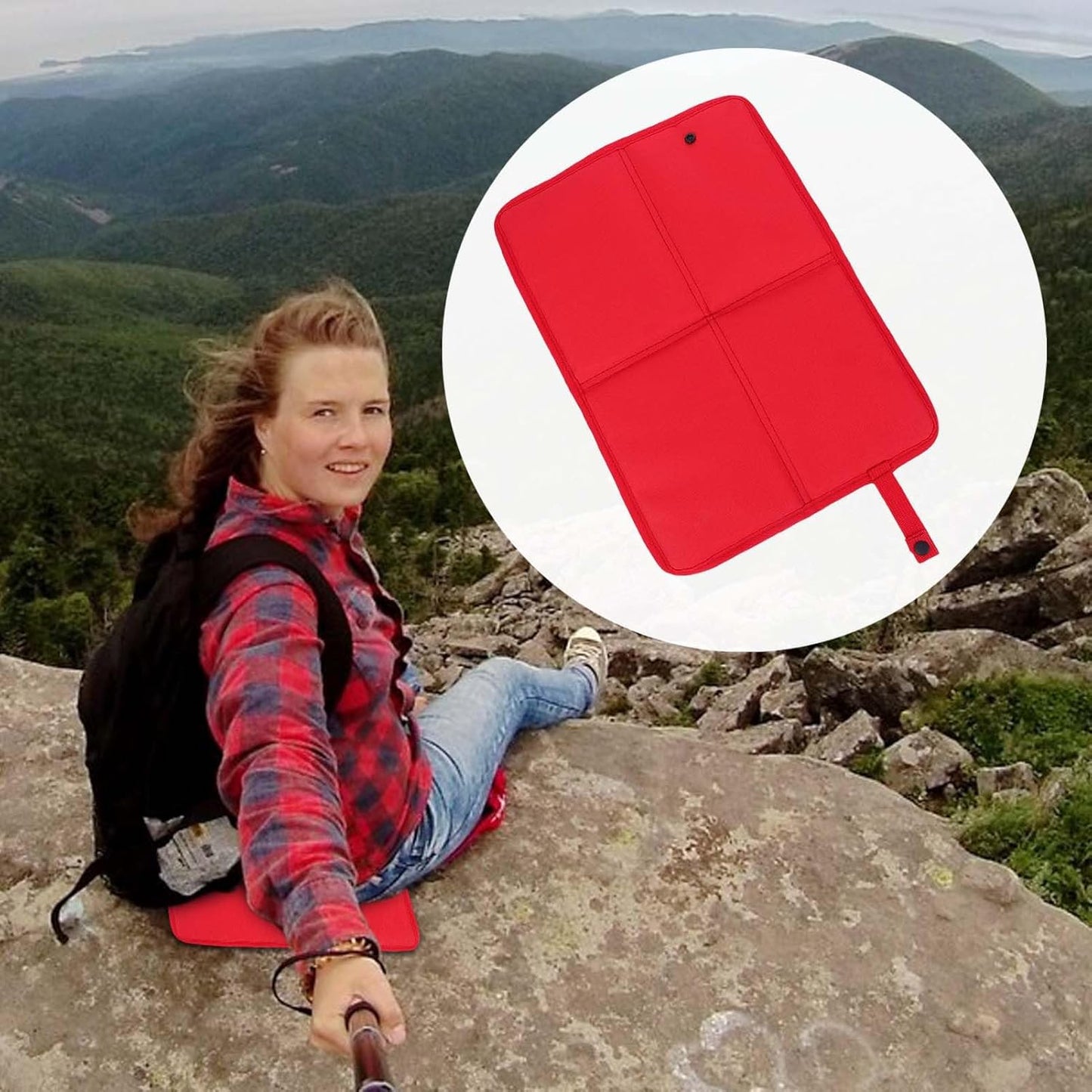 Sit Pad, Portable Insulated Seat Cushion, 15.55x11.22 Inches Multifunctional Lightweight Outdoor Gear, Travel Accessories for Camping Sporting Beach Festivals, Black