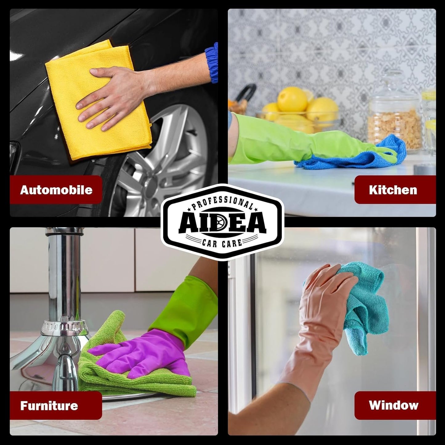 AIDEA Microfiber Cleaning Cloth, 50PK, Microfiber Towels for Cars, Premium All Purpose Car Cloths, Dusting Cloth Cleaning Rags, Absorbent Towels for SUVs, House, Kitchen, Window, 12"×12"