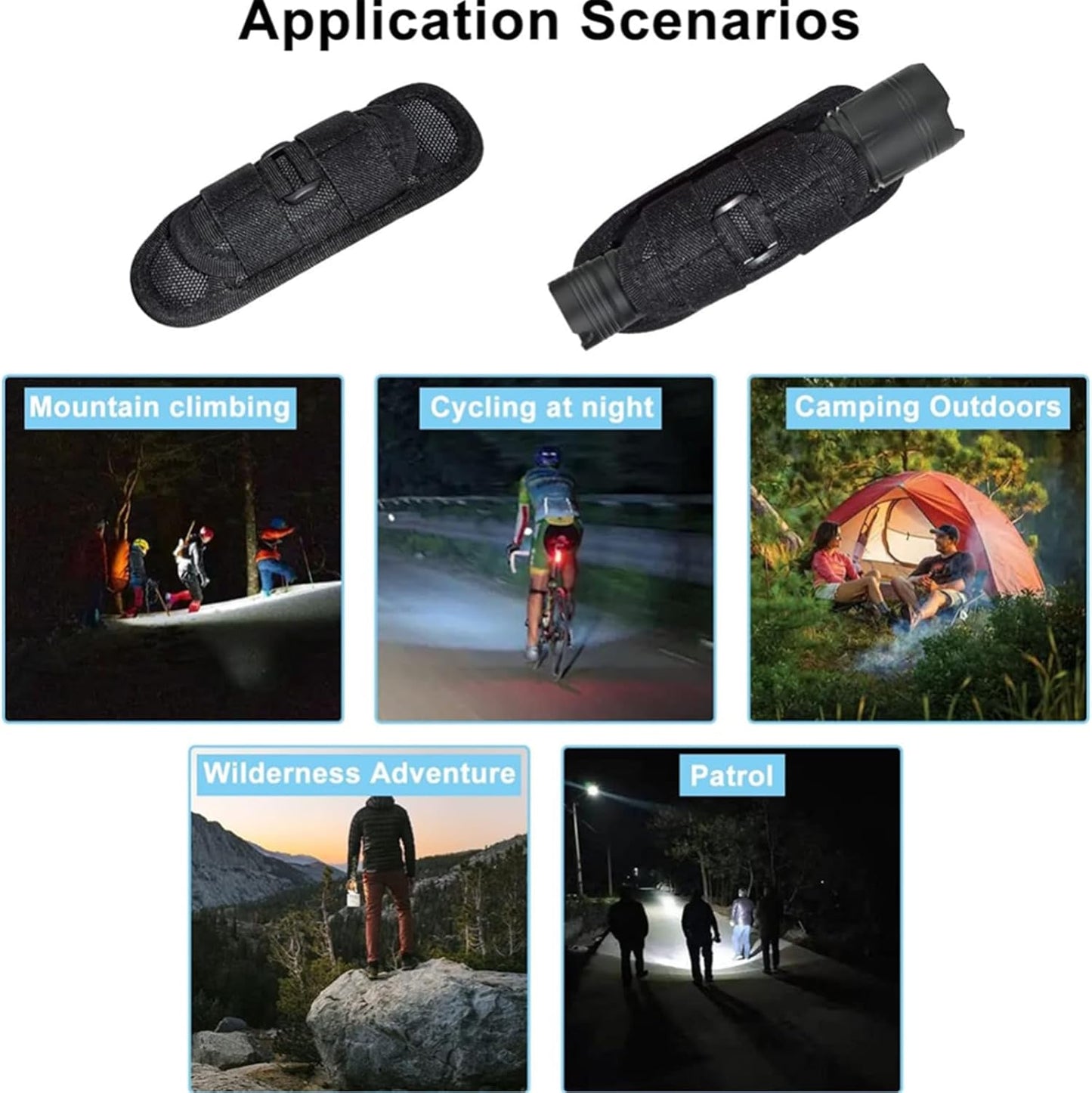 CHGEO Tactical Flashlight Pouch Holster: 360° Rotatable Holder with Carabiner Reel Clip - A Must-Have for Outdoor Camping, Hiking, and Tactical Gear