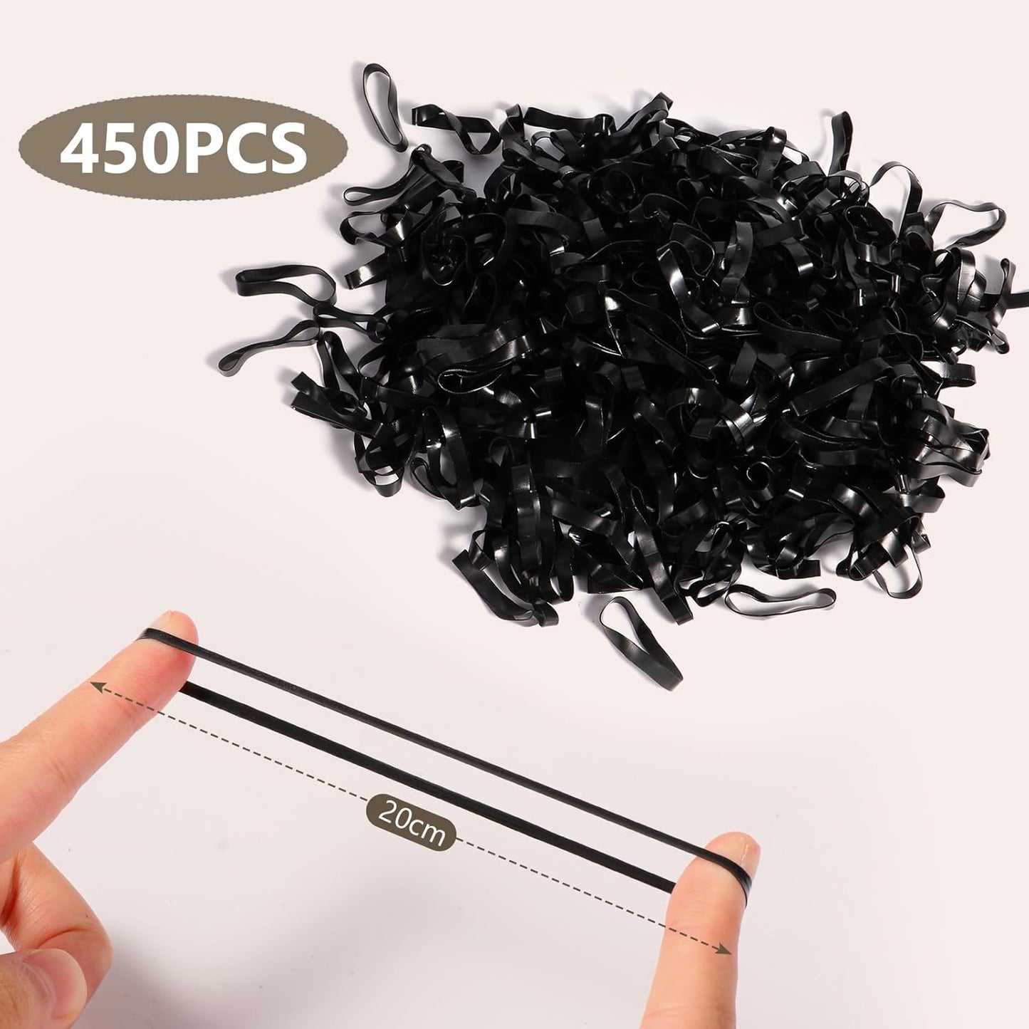Diboniur 50 Pieces Hair Elastics and 450 Pieces Small Hair Elastics for Hair, Small Women Hair Elastics, Black Cotton Hair Bands for Women and Men
