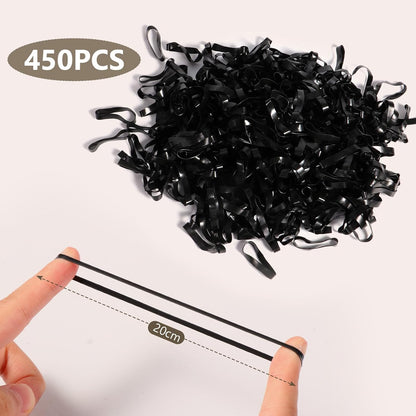Diboniur 50 Pieces Hair Elastics and 450 Pieces Small Hair Elastics for Hair, Small Women Hair Elastics, Black Cotton Hair Bands for Women and Men