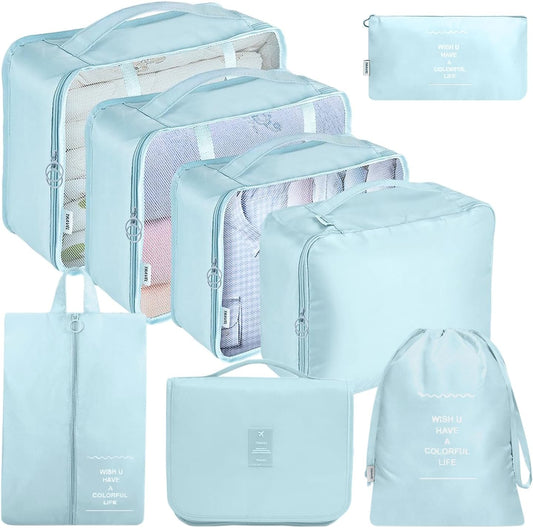 MURISE 8 Pieces Packing Cubes, Suitcase Organizer, Suitcase Organizer, Travel and Travel Suitcase Organizer, Travel Useful Accessories
