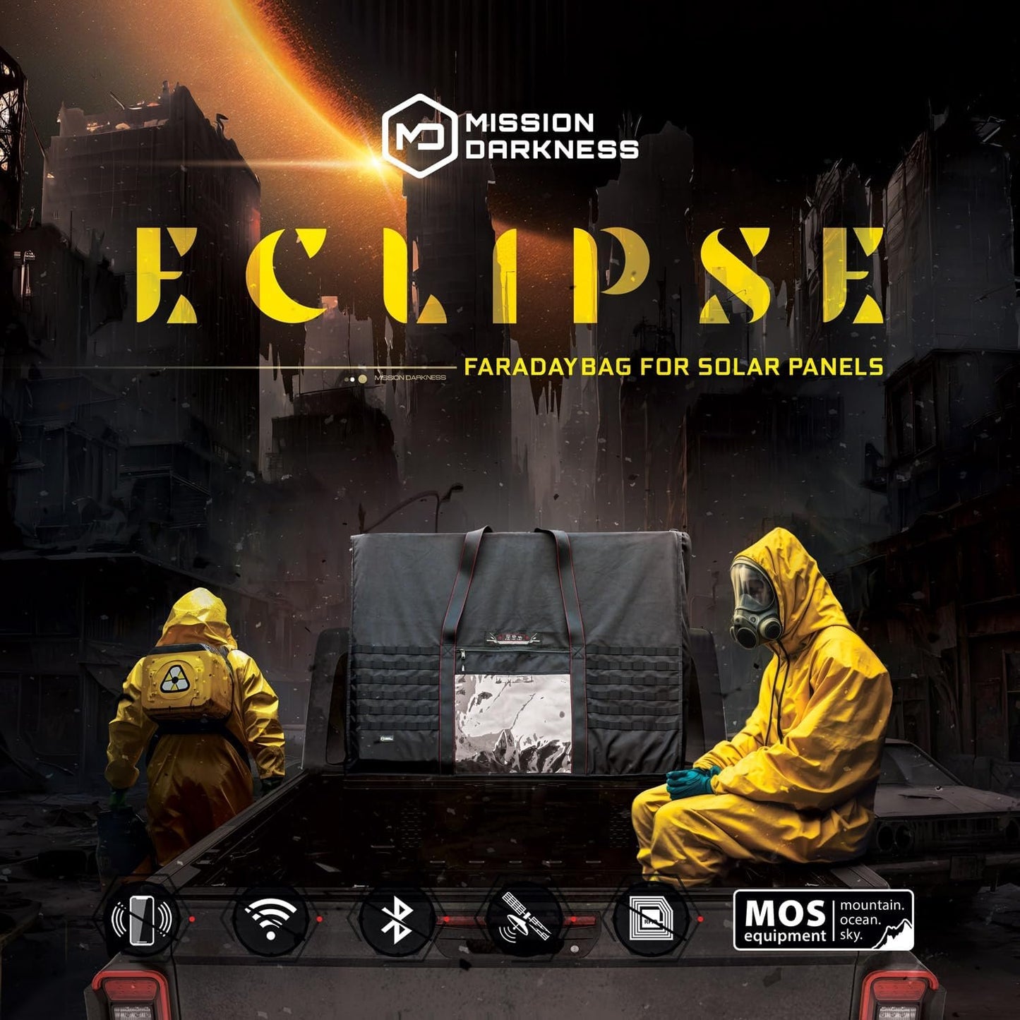 Mission Darkness Eclipse Faraday Bag for Solar Panels & Extra-Large Electronics. Military-grade RF Shielding Case Designed for EMP/CME Protection, Preppers, and Personal Security, Black, Classic