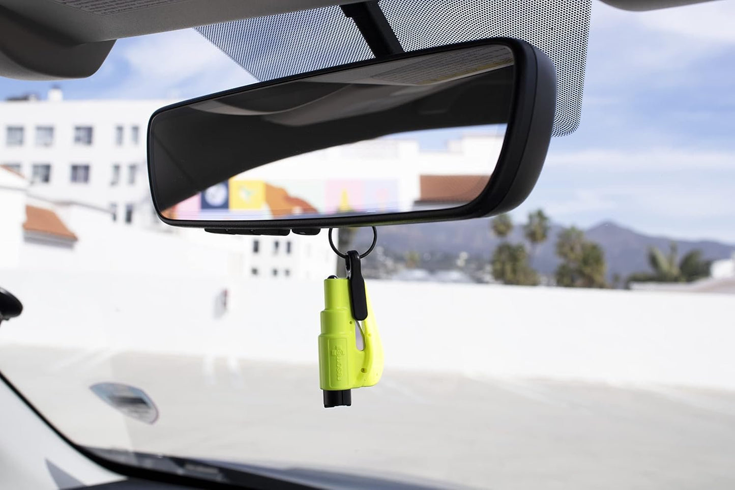 resqme The Original Emergency Keychain Car Escape Tool, 2-in-1 Seatbelt Cutter and Window Breaker, Made in USA, Family Pack of 3, Orange, Yellow, Pink - Compact Emergency Hammer