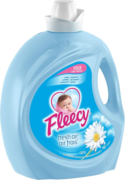 Fleecy Liquid Fabric Softener, Fresh Mountain Air Scent Fabric Softener, 199 Loads, 4.7L - Soft as Mother's Touch, Increases Silkiness, Fluffiness and Comfort Laundry Softener