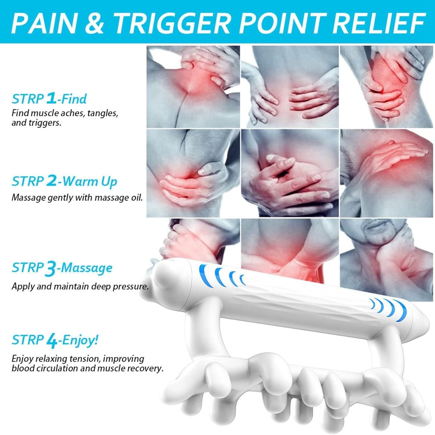 Fascia Massage Tool, Lymphatic Drainage Massager, Cellulite Massager for Cellulite Remover, Itchy Skin Relief, Body Shaping for Thighs, Butt, Legs, Back, Shoulders, Calves
