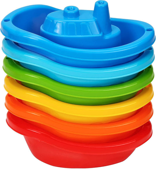 TECHNOK Bath Boats - Multi-Colored Baby Bath Toy - Fun and Educational Bath Toys for Toddlers - Stackable Bath Toy - Toddler Bath Toys for Girls and Boys