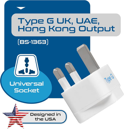 Ceptics Canada to UK, Ireland, UAE Travel Adapter (Type G) - 3 Pack [Grounded & Universal] (GP-7-3PK)