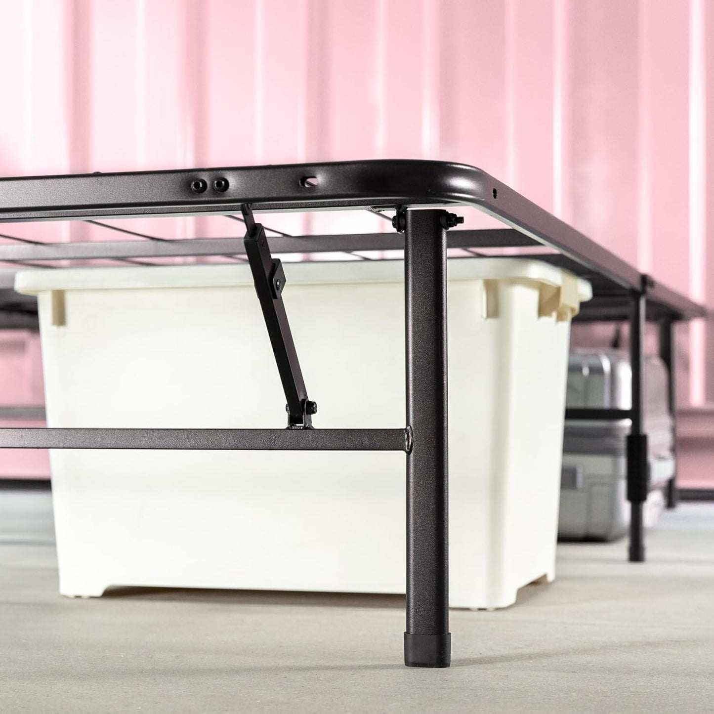 Zinus Smartbase King Bed Base Frame Foldable Premium Metal Heavy Duty Steel - Folding Bed Platform Mattress Foundation with Under Bed Storage