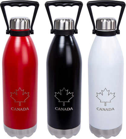 PURE Insulated Water Bottle, 1.5 L, Black - Large Canada Stainless Steel Metal Vacuum Thermal Leak Proof Water Bottles with Handle for Sports, Travel, Home and Office