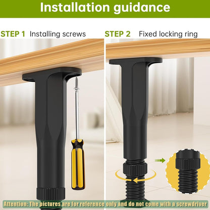 4 Pcs Adjustable Bed Legs Metal Feet Furniture Black,Bed Frame Center Support for Furniture,for Bed,Sofa Slat Support Bed Frame Center Support(21-37.5 cm)