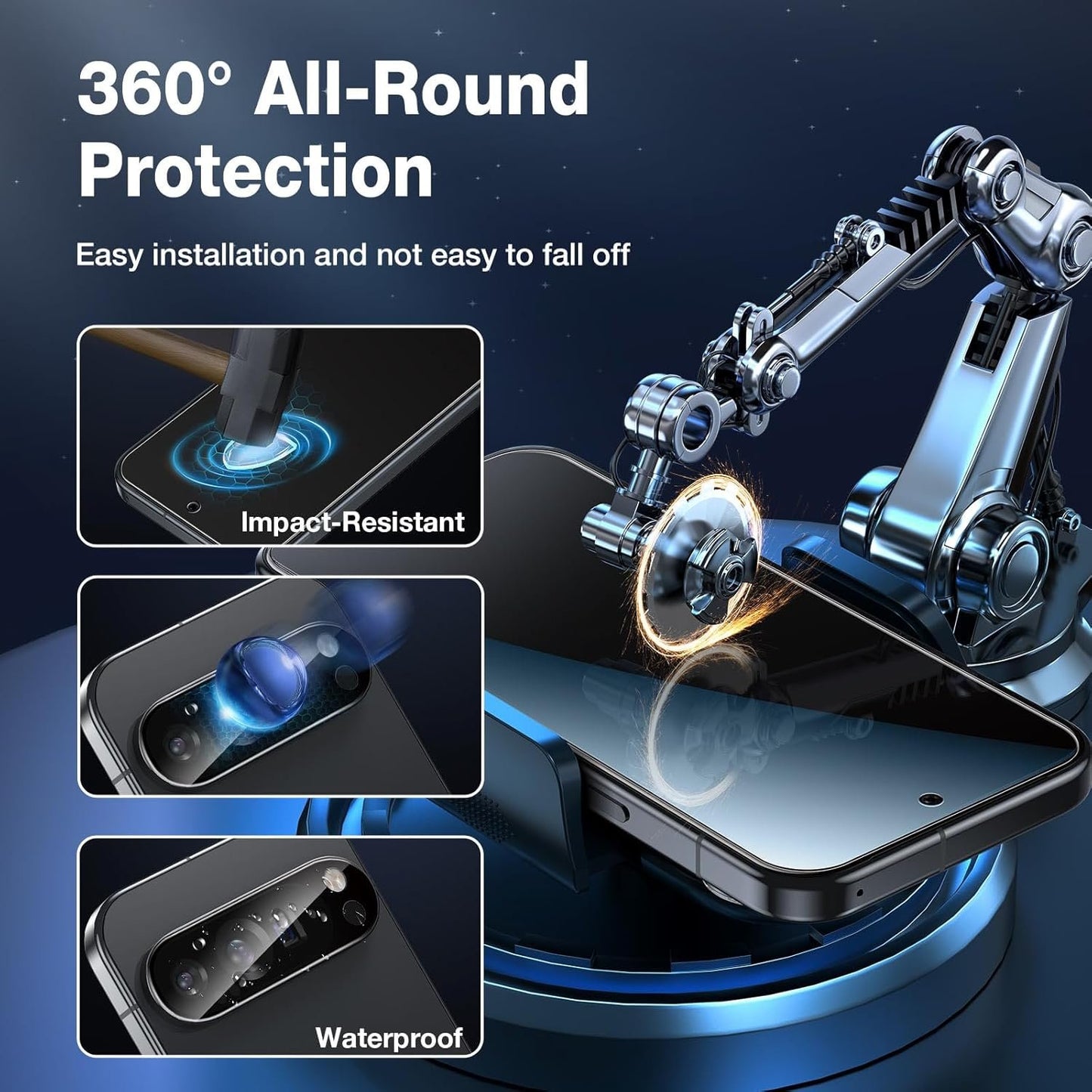 [2+2 Pack] LK 2 Pack Compatible for Google Pixel 9 pro XL Tempered Glass Screen Protector + 2 Pack Camera Lens Screen Protector, Easy Installation 9H Hardness glass film Anti-Scratch 6.8-inch