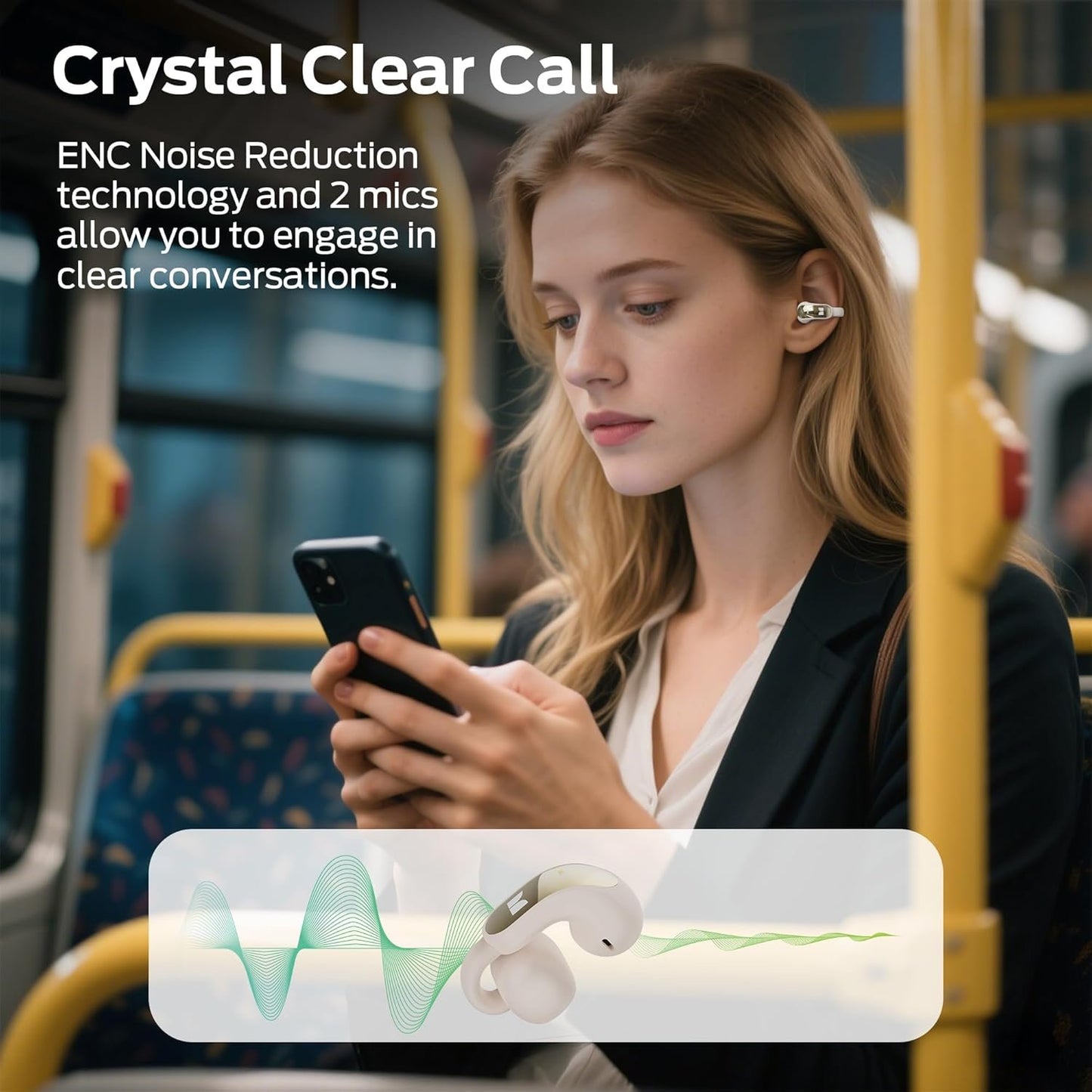 Monster Open Ear AC228 Wireless Headphones, Clip-On Earbuds, Adaptive Comfort, Immersive Audio, Bluetooth 6.0 Open Ear Earbuds with ENC Clear Call, 30H Playtime, IPX5 Water Resistant for Sport, White