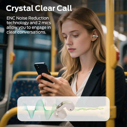 Monster Open Ear AC228 Wireless Headphones, Clip-On Earbuds, Adaptive Comfort, Immersive Audio, Bluetooth 6.0 Open Ear Earbuds with ENC Clear Call, 30H Playtime, IPX5 Water Resistant for Sport, White