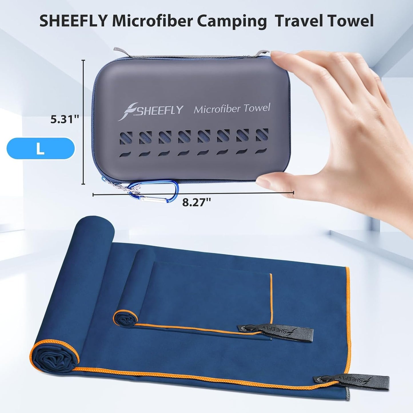 SHEEFLY Microfiber Camping Towel,Quick Dry Towel for Camping,Super Absorbent Ultra Soft Compact Lightweight Travel Towel Fast Dry Large Microfiber Towels for Body,Backpack,Fitness,Beach,Gym,Sport