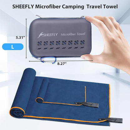 SHEEFLY Microfiber Camping Towel,Quick Dry Towel for Camping,Super Absorbent Ultra Soft Compact Lightweight Travel Towel Fast Dry Large Microfiber Towels for Body,Backpack,Fitness,Beach,Gym,Sport