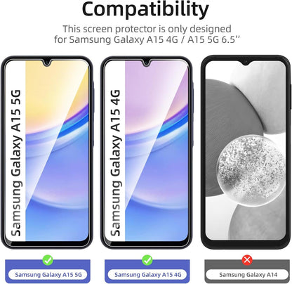 NEW'C 3 Pack Designed for Samsung Galaxy A15 5G /4G Screen Protector Tempered Glass,Case Friendly Ultra Resistant