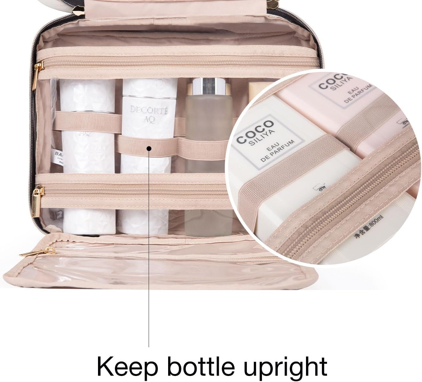 BAGSMART Toiletry Bag Travel Bag with Hanging Hook, Water-resistant Makeup Cosmetic Bag Travel Organizer for Accessories