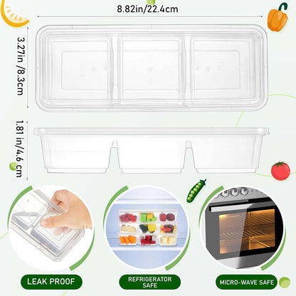 Hushee 10 Pack 17 oz Clear Small Meal Prep Containers 3 Compartments with Lids Disposable Plastic Bento Boxes Travel Lunch Food Boxes Reusable Stackable for Office Picnic