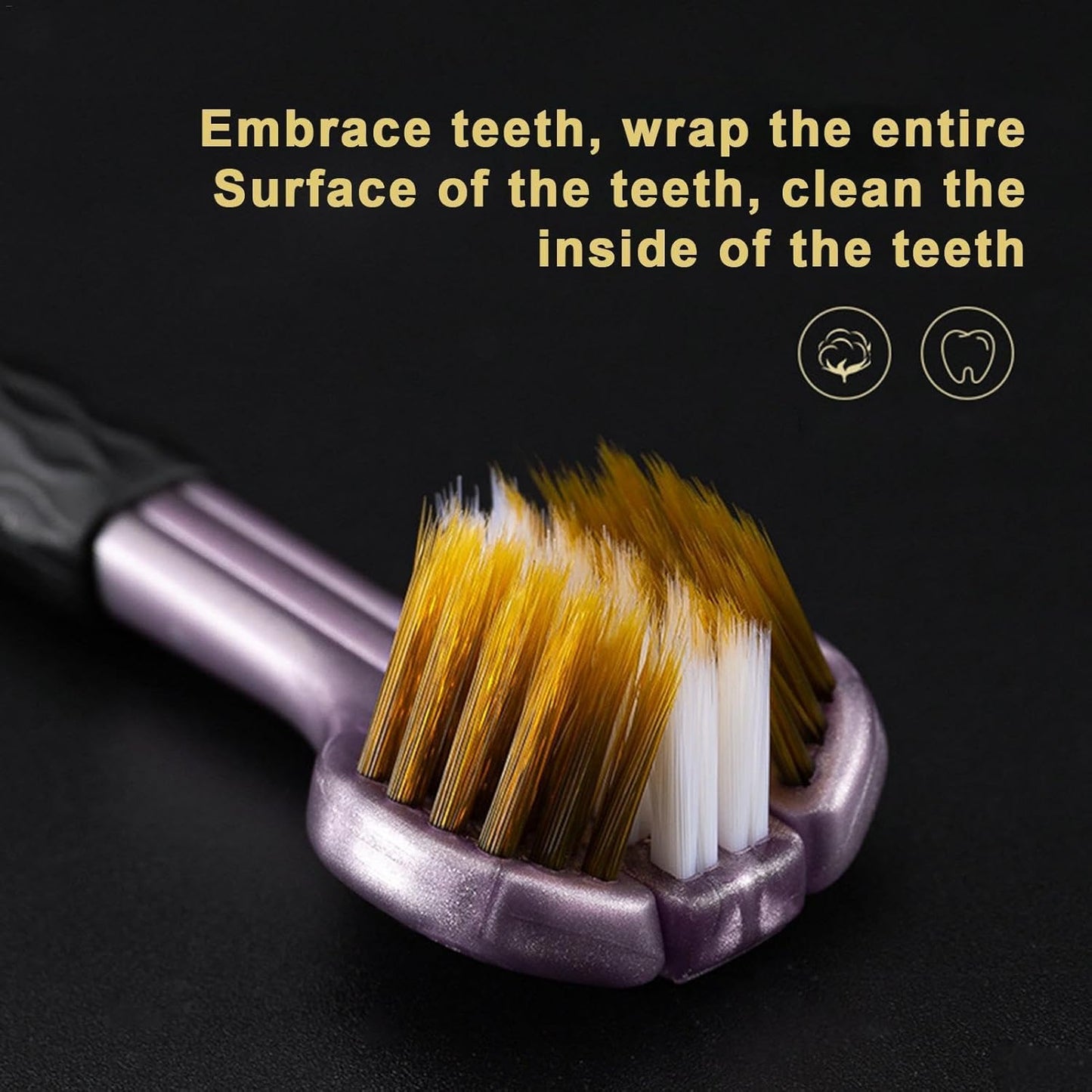 4-Piece Set of 3-Sided Toothbrush for Adults - Soft Hair Bristles for Deep and Thorough Cleaning of Teeth and Gums - Comprehensive Oral Care