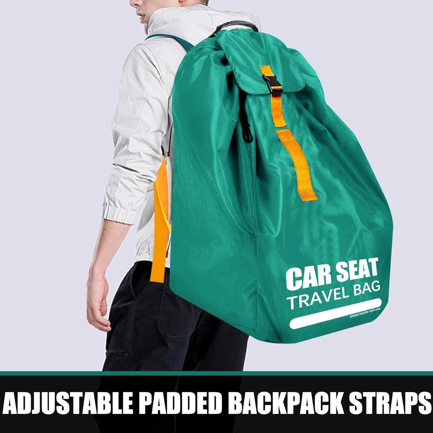 Car Seat Travel Bag for Airplane, Large Car Seat Bags for Air Travel with Padded Straps, Gate Check Storage Bag/Backpack for Car Seat Airport, Carseat Cover Travel-Baby Travel Essentials for Flying