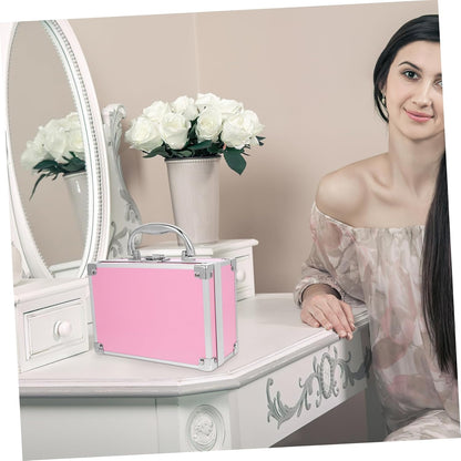 minkissy Aluminum Makeup Case Travel Accessories Organizer for Plane Portable Cosmetic Bag Handles Makeup Storage Case for Women