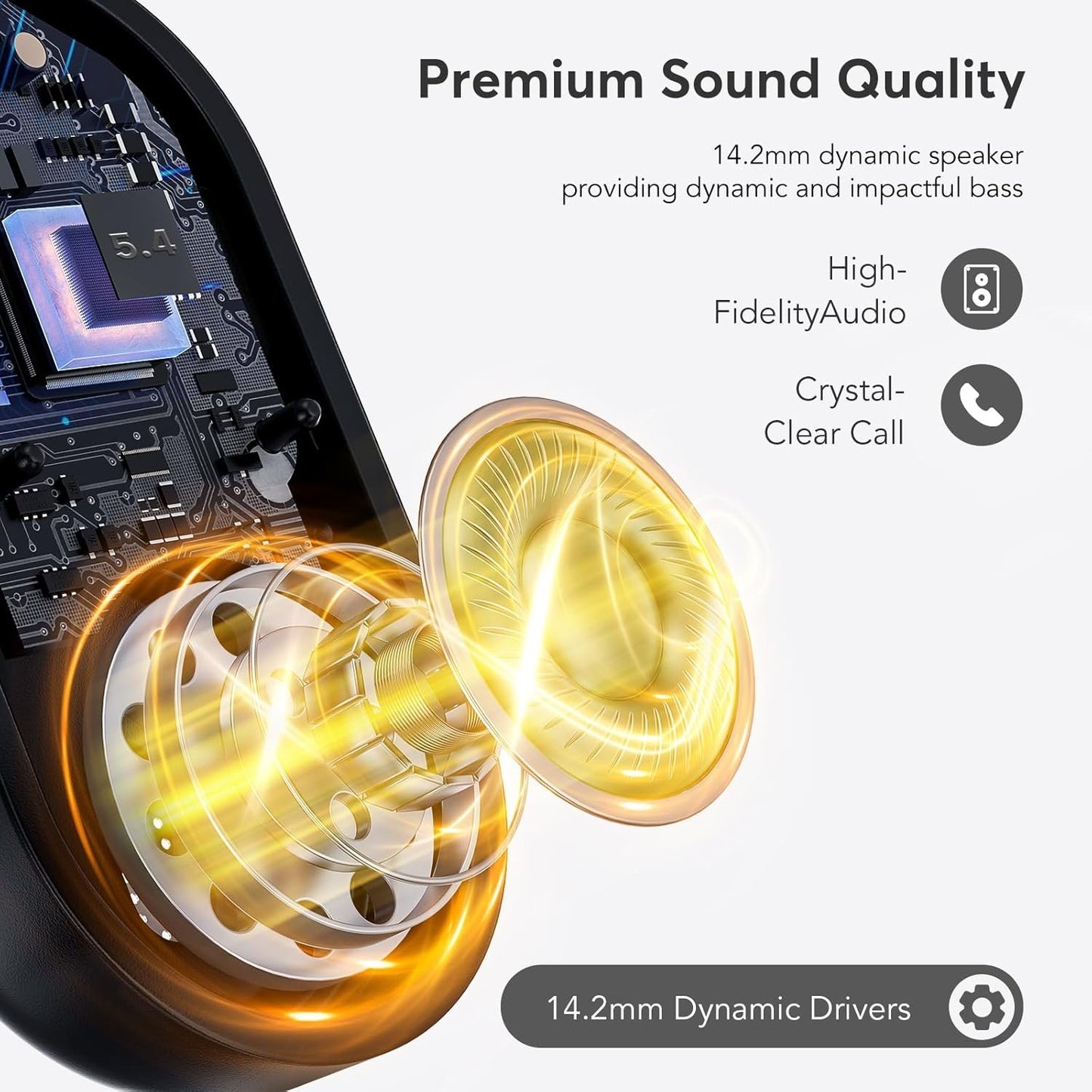 Open Ear Bluetooth Headphones 5.4 Ear Clip Wireless Earbuds with 4 HD Mics and 50 Hours Playtime Dual LED Display Charging Case Sports Ear Buds for Running/Workout, 2025 New Bone Conduction Headphones