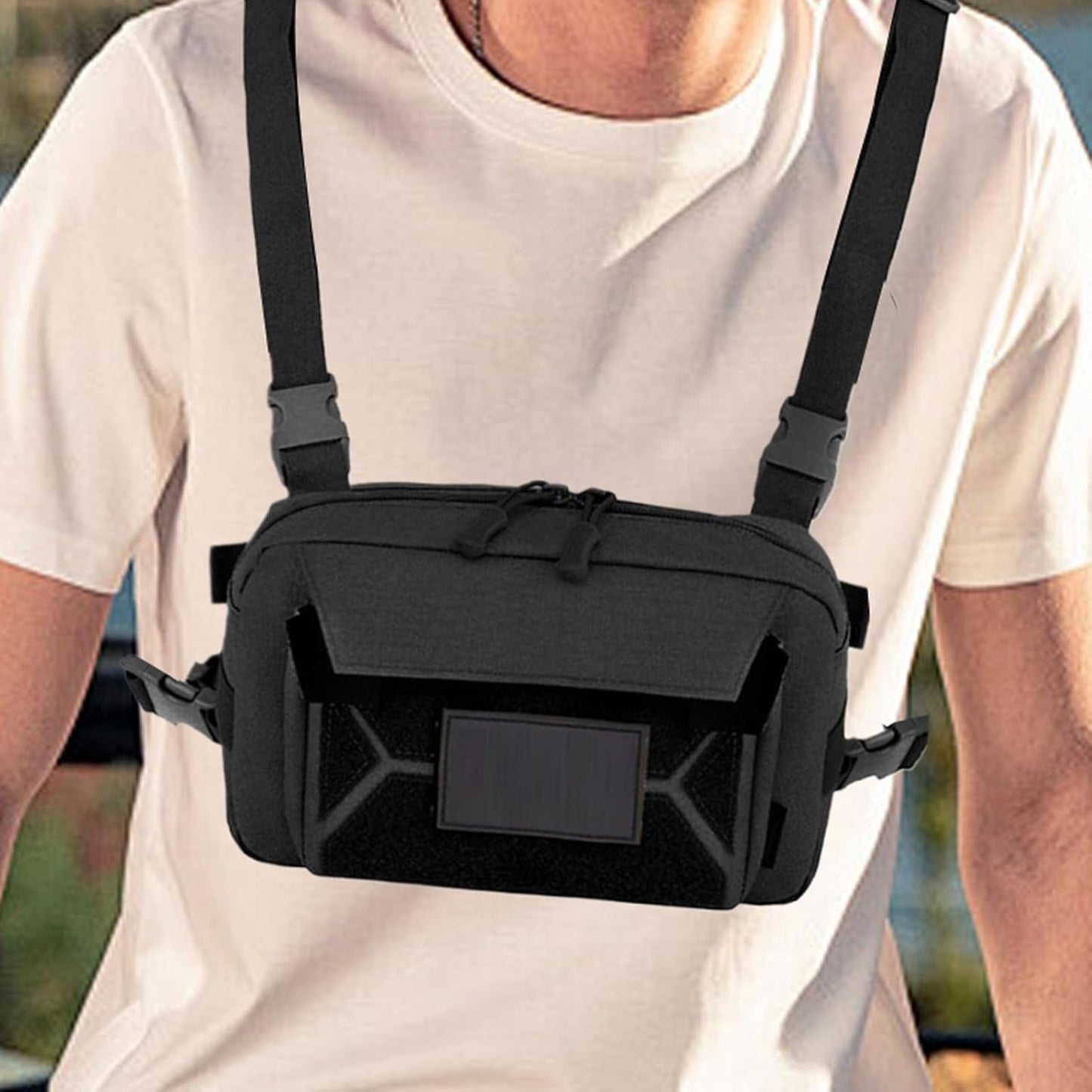 Running Chest Bag, Cycling Waistcoat Pack, Oxford Cloth Material, Anti-Theft Lightweight Chest Bag For Hiking, Fishing, Hunting, Multi-Use Outdoor Gear, Adjustable & Unisex Design, 1-Pack