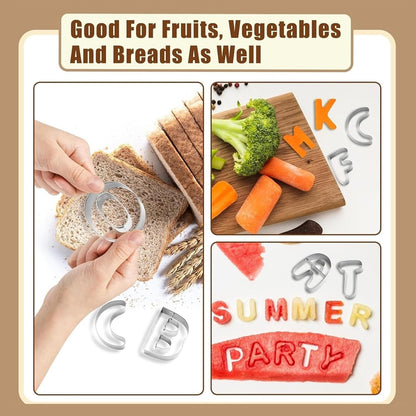 Mini Letter and Number Cookie Cutter Set, Stainless Steel Letter and Number Cookie molds for Baking, Fruit, Fudge Cookies, Cakes and Holiday Themed Parties (36 Pieces)