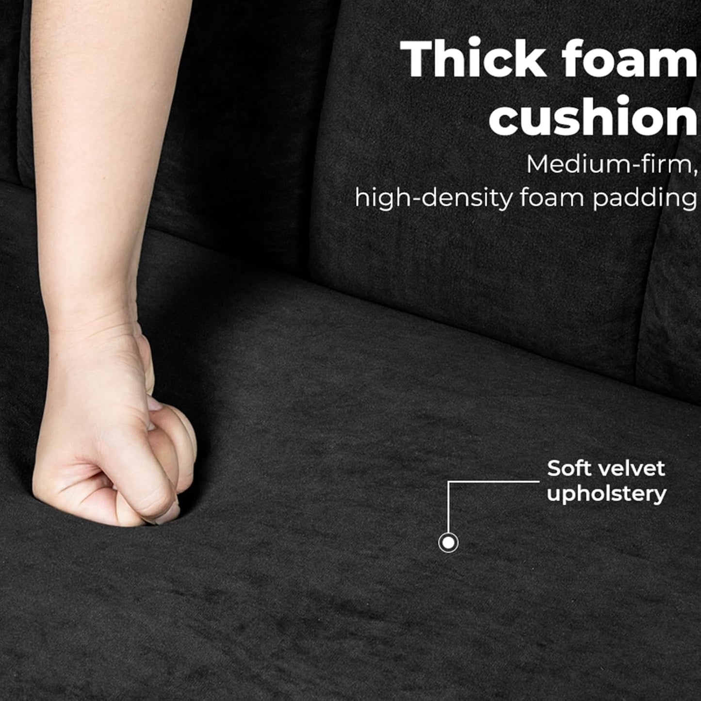 LEVEDE 3 Seater Sofa Bed Convertible, Velvet Loveseat Sofa Couch, Recliner Sofa Lounge with 3 Adjustable Backrest Positions, Spare Bed for Guest, Load Up to 220kg (197cm, Black)