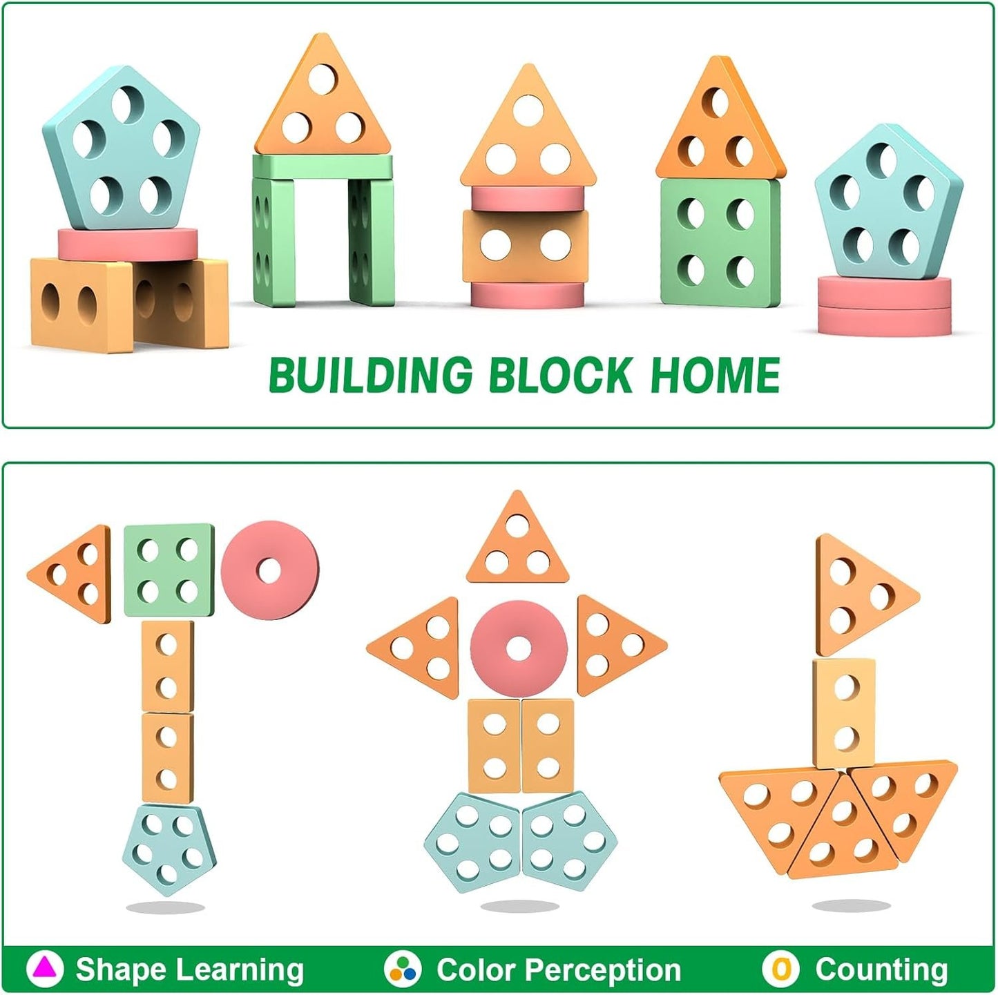 OSLINE Montessori Educational Toys for 1 2 3 Year Old,Toddler Wooden Toys Shape Sorter Stacking Toys,1-5 Year Old Boy Girl Gifts,Wooden Blocks Puzzle Learning Toys,Easter Birthday Gifts