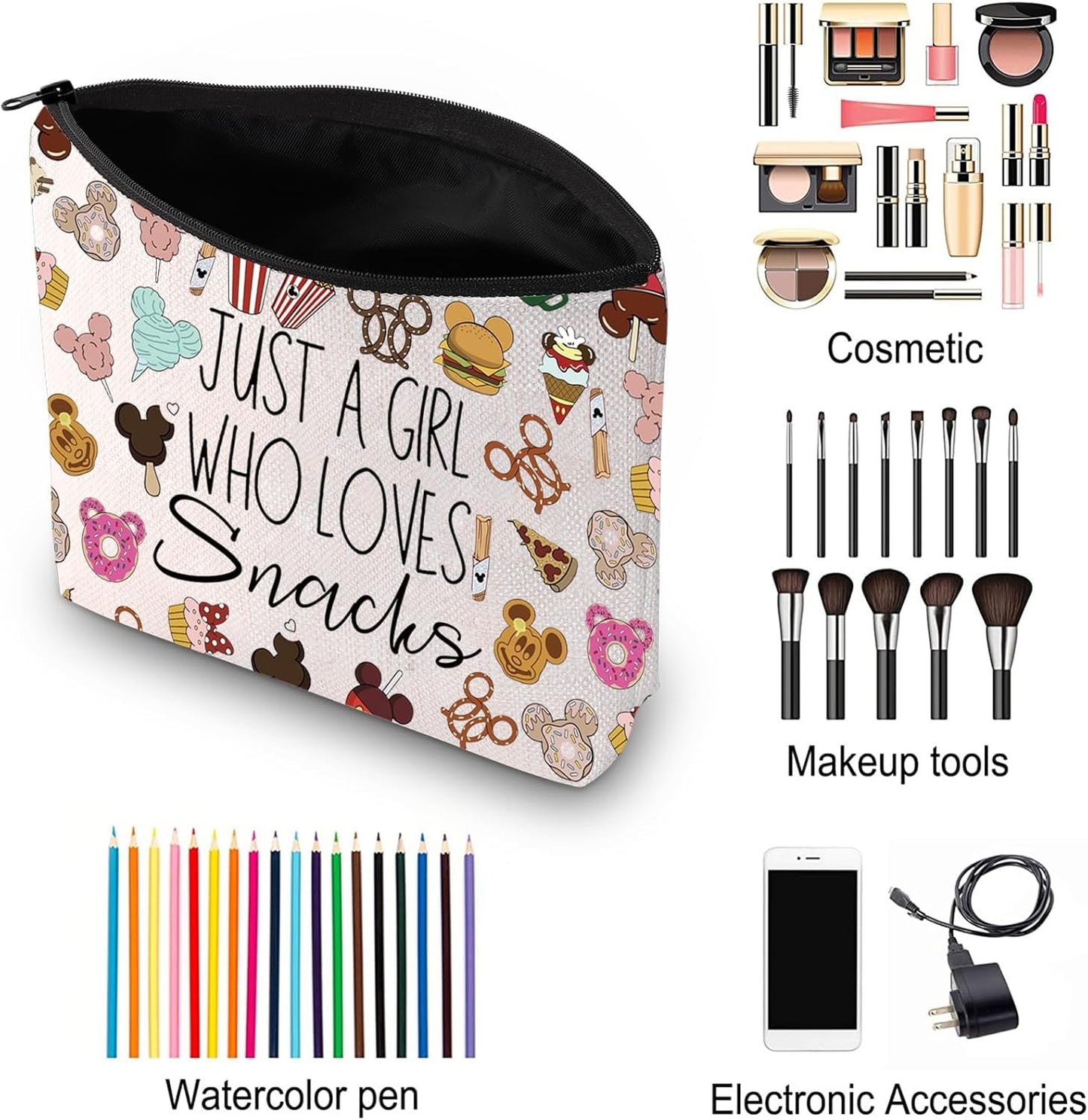 Magical Kingdom Snack Makeup Bag Travel Toiletry Bag Family Trip Snacks Food Lover Gift (Snacks)