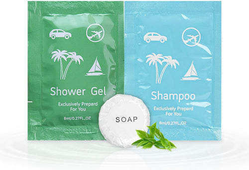 Travel Size Soap and Shampoo,Travel Size Body Wash and Shampoo Bulk 0.28fl Oz,Travel Size Shower Gel Set，Shampoo Bulk Travel Size ,Hotel Supplies Bulk Hygiene Kits for Homeless Hotel (Pack of 100)