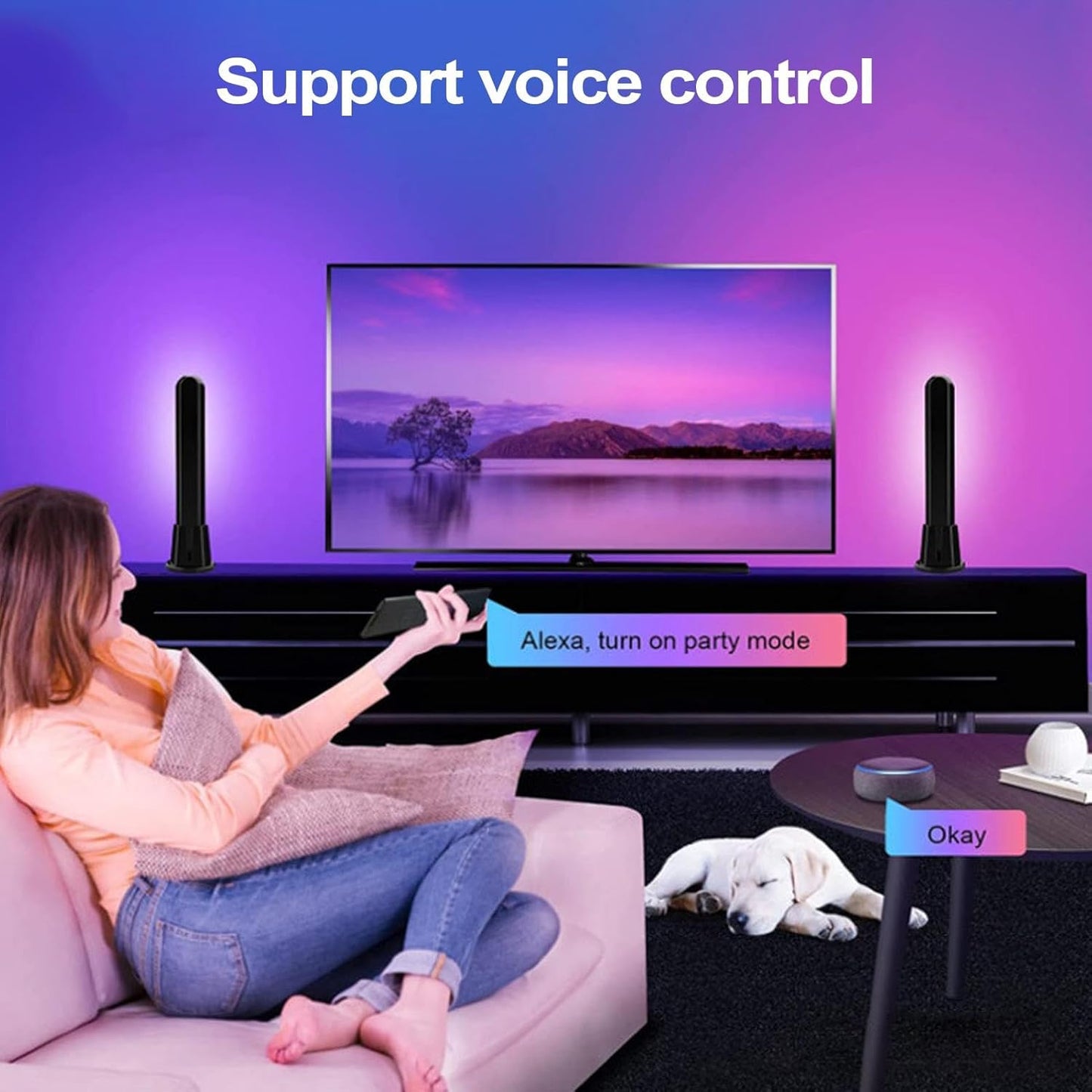 Office Ambient Lighting, RGB Lighting Bar, Smart Decorative Office Light - Lampada Di Controllo Vocale, Elegante Decorazione Da Tavolo Per Camera Da Letto, Soggiorno, Raccolta