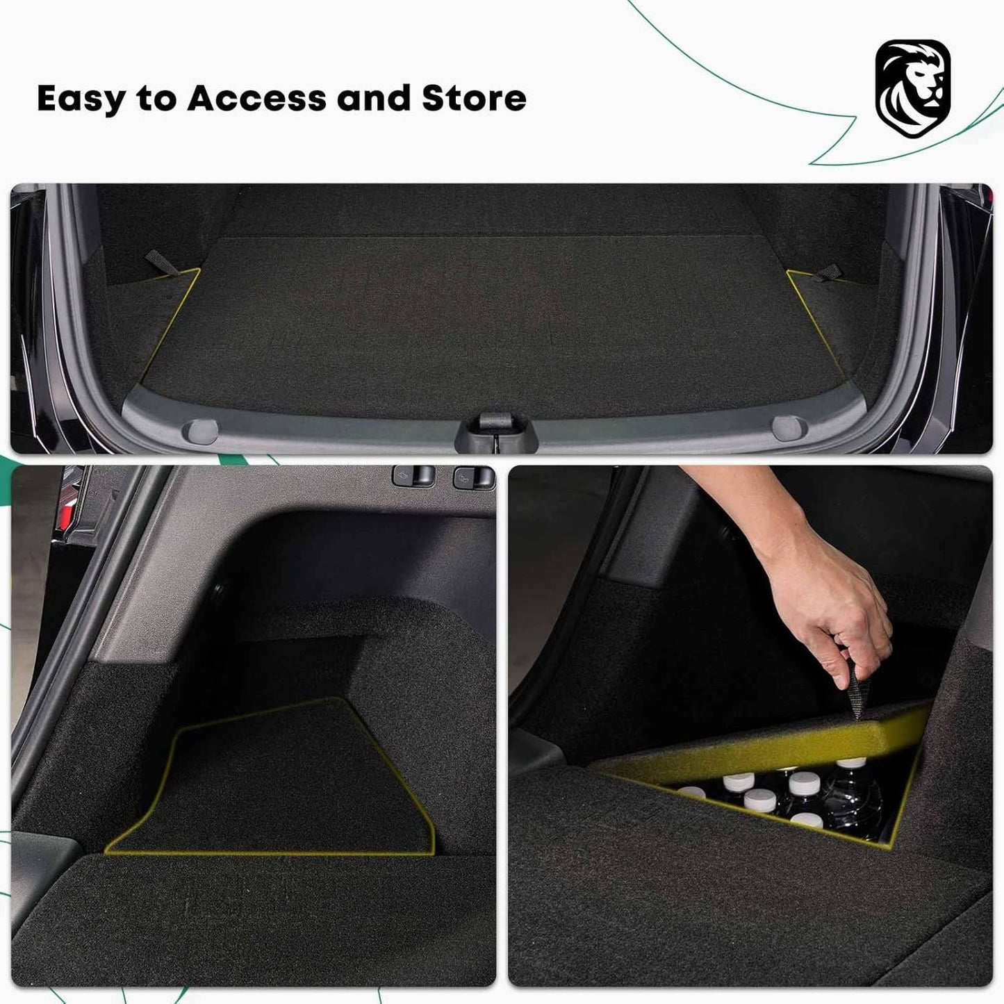 YHTAUTO 2 Pcs Trunk Side Organizer Storage Box with Lids Fit for Tesla Model Y Accessories 2022 2023 2024 Rear Trunk Storage Bins Flocking Waterproof Odorless (For 5-Seater, Not For 7-seat)