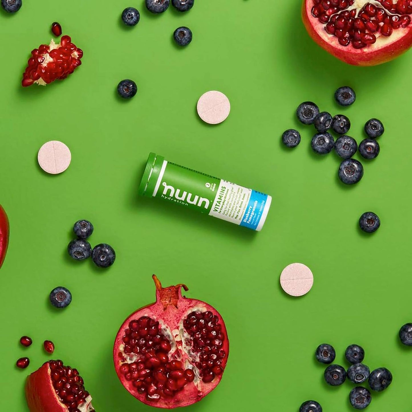 Nuun Hydration: Vitamin + Electrolyte Drink Tablets, Blueberry Pomegranate, Box of 8 Tubes (96 servings), Enhanced for Energy and Daily Health