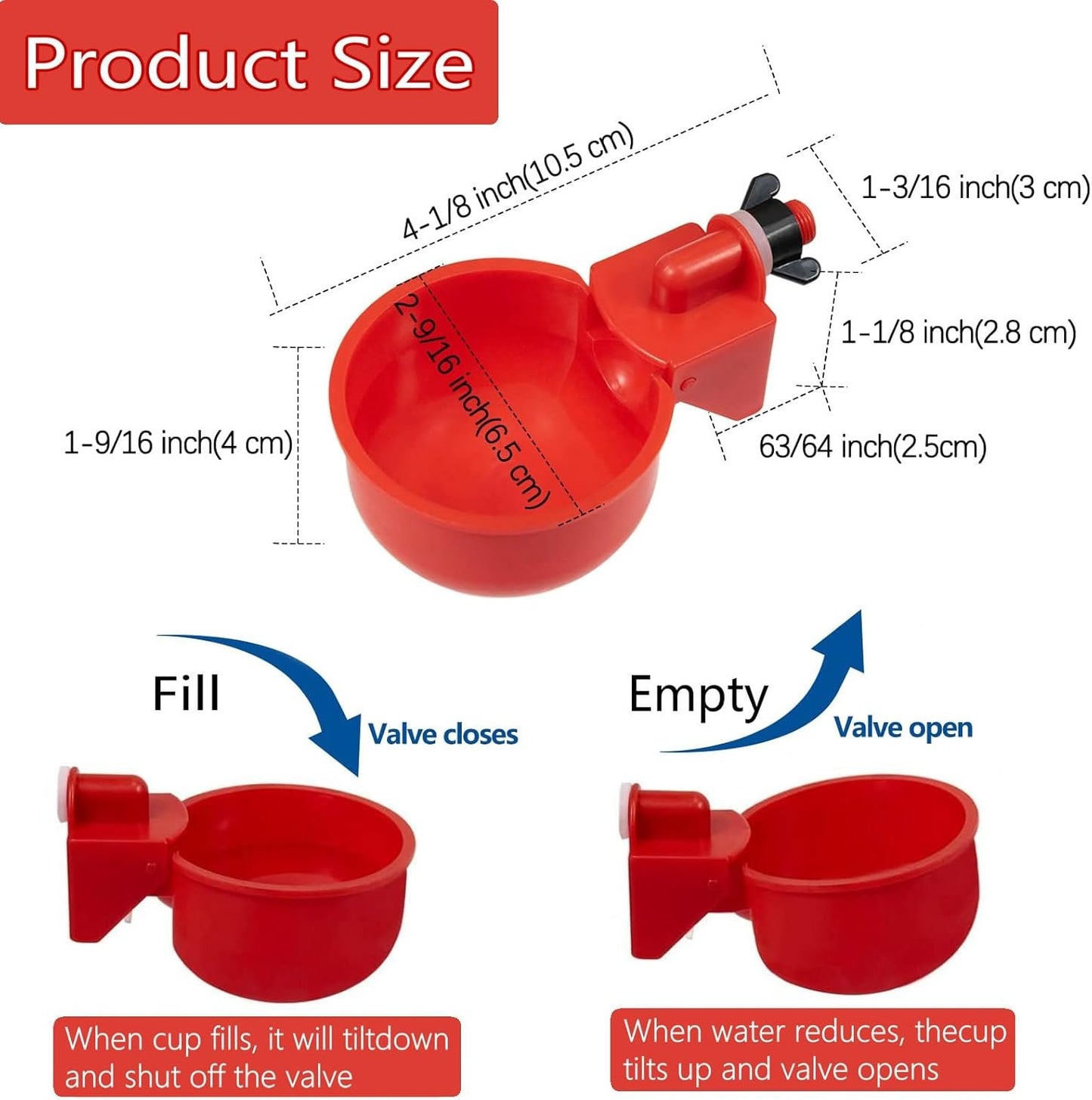 12Pcs Chicken Waterer Cups, Automatic Chicken Water Feeder with Nut and Hole Saw, PILZUME Chicken Watering System Poultry Water Feeder Kit, Suitable for Chicks Duck Goose Birds