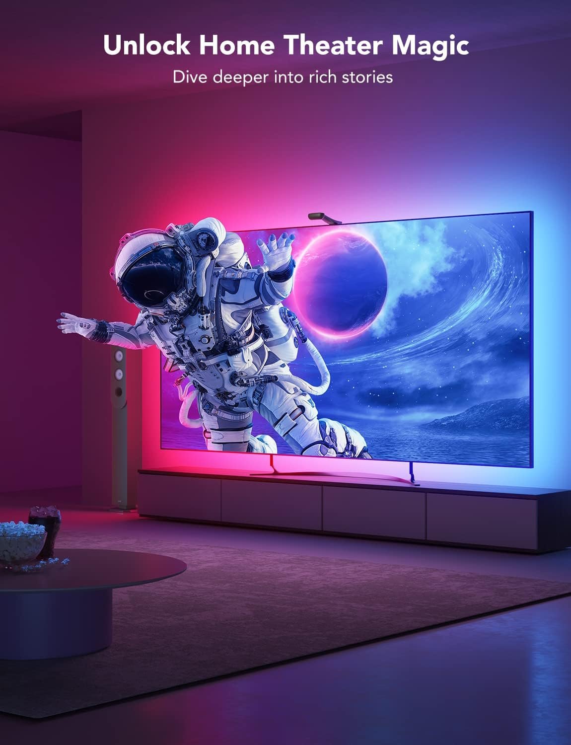 Govee Envisual TV LED Backlight T2 with Dual Cameras, 16.4ft RGBIC Wi-Fi TV LED Backlights for 75-85 inch TVs, Double Light Beads, for Home Decorations, Smart App Control, Music Sync