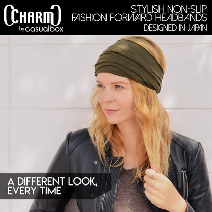 CHARM Mens Bandana Head Wrap - Womens Elastic Headband Japanese Long Hair Dreads Dark Grey