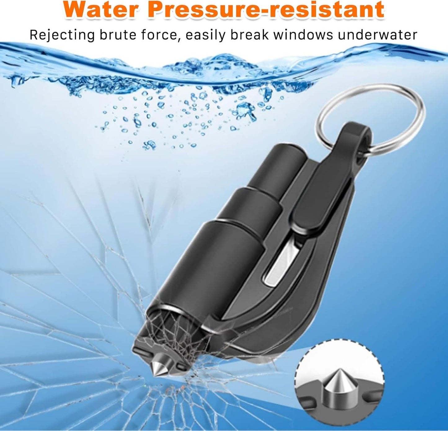 8 Pcs Glass Breaker Seatbelt Cutter, 2-in-1 Car Escape Rescue Tool with Car Window Breaker and Seat Belt Cutter, Mini Hammer Emergency Rescue Tool Keychain