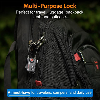 Forge TSA Approved Cable Luggage Locks - Black - Easy Read Dials with Alloy Body