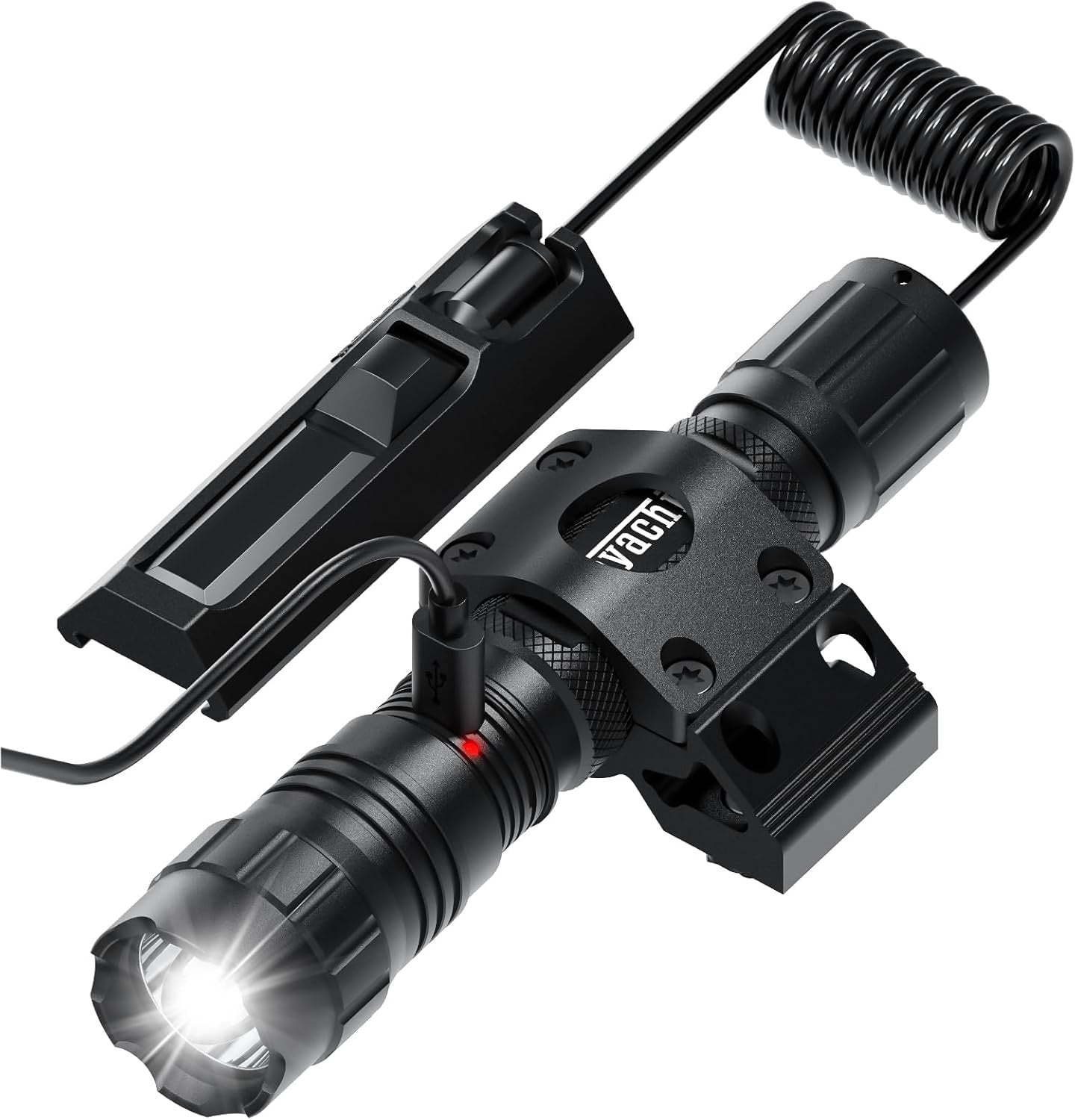 Feyachi 1500 Lumen Tactical Flashlight Rechargeable IPX7 Protection 4 Modes LED Weapon Light Mlok Flashlight Included with Pressure Switch