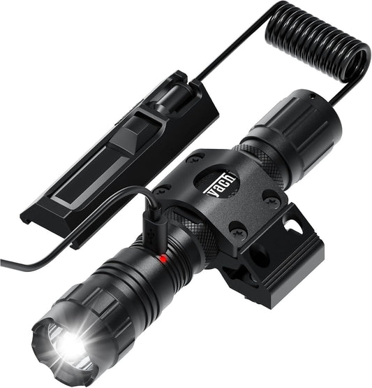 Feyachi 1500 Lumen Tactical Flashlight Rechargeable IPX7 Protection 4 Modes LED Weapon Light Mlok Flashlight Included with Pressure Switch