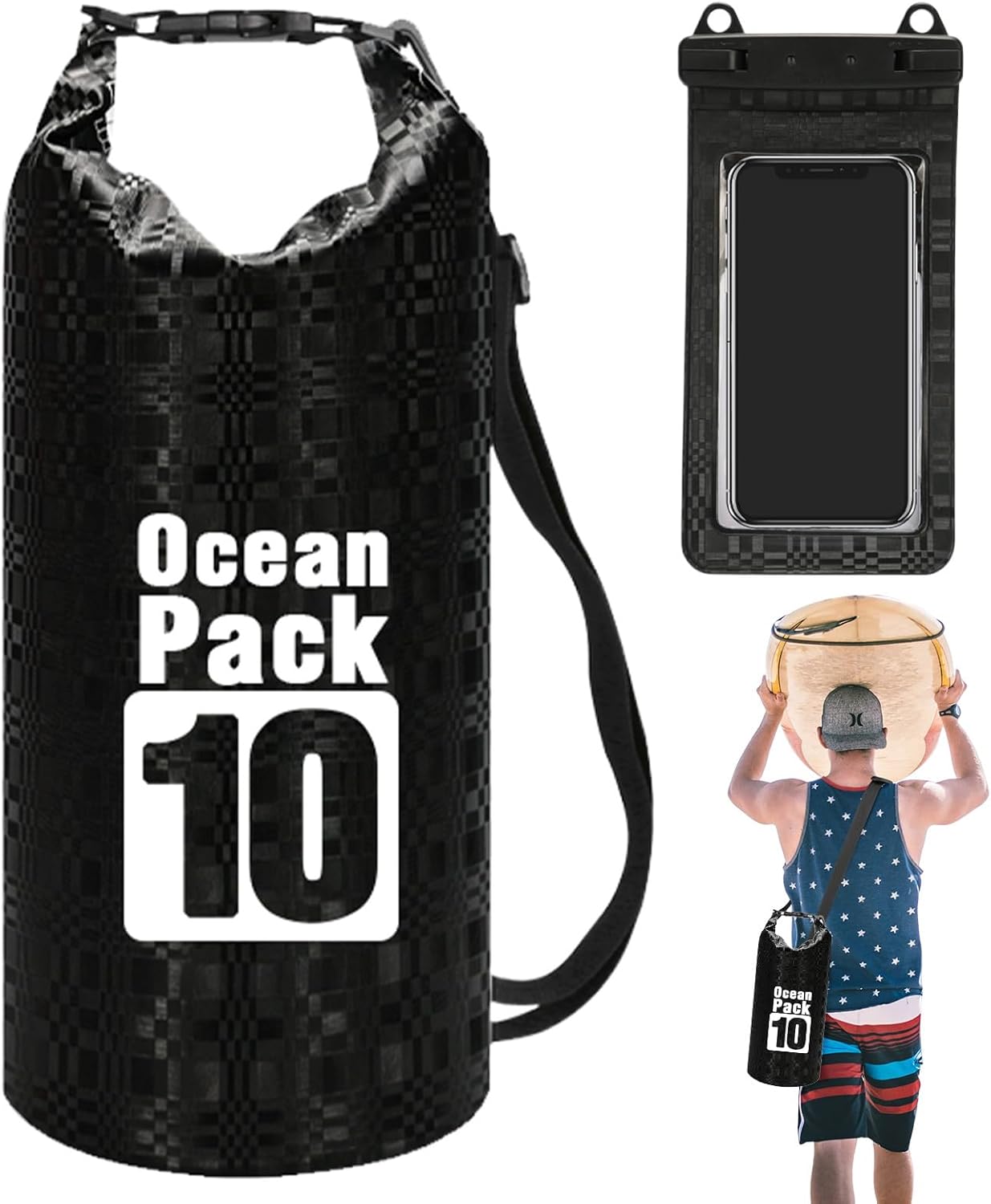 Gitekain Waterproof Bag, Portable Pouch, Lightweight Roll Top Storage Backpack, Ideal for Beach, Camping, Commuting, Shopping, Outdoor Travel and Adventures 16.14x7.68x0.2 Inch