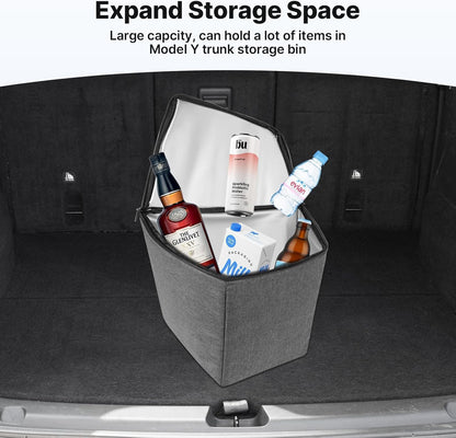 Canvcle Rear Trunk Organizer for Tesla Model Y 2020-2024 Accessories, Rear Trunk Storage Bins Side Storage Box Rear Trunk Tray with Lids Model Y 5 Seater Interior Accessories 2PCS (Not for Juniper)