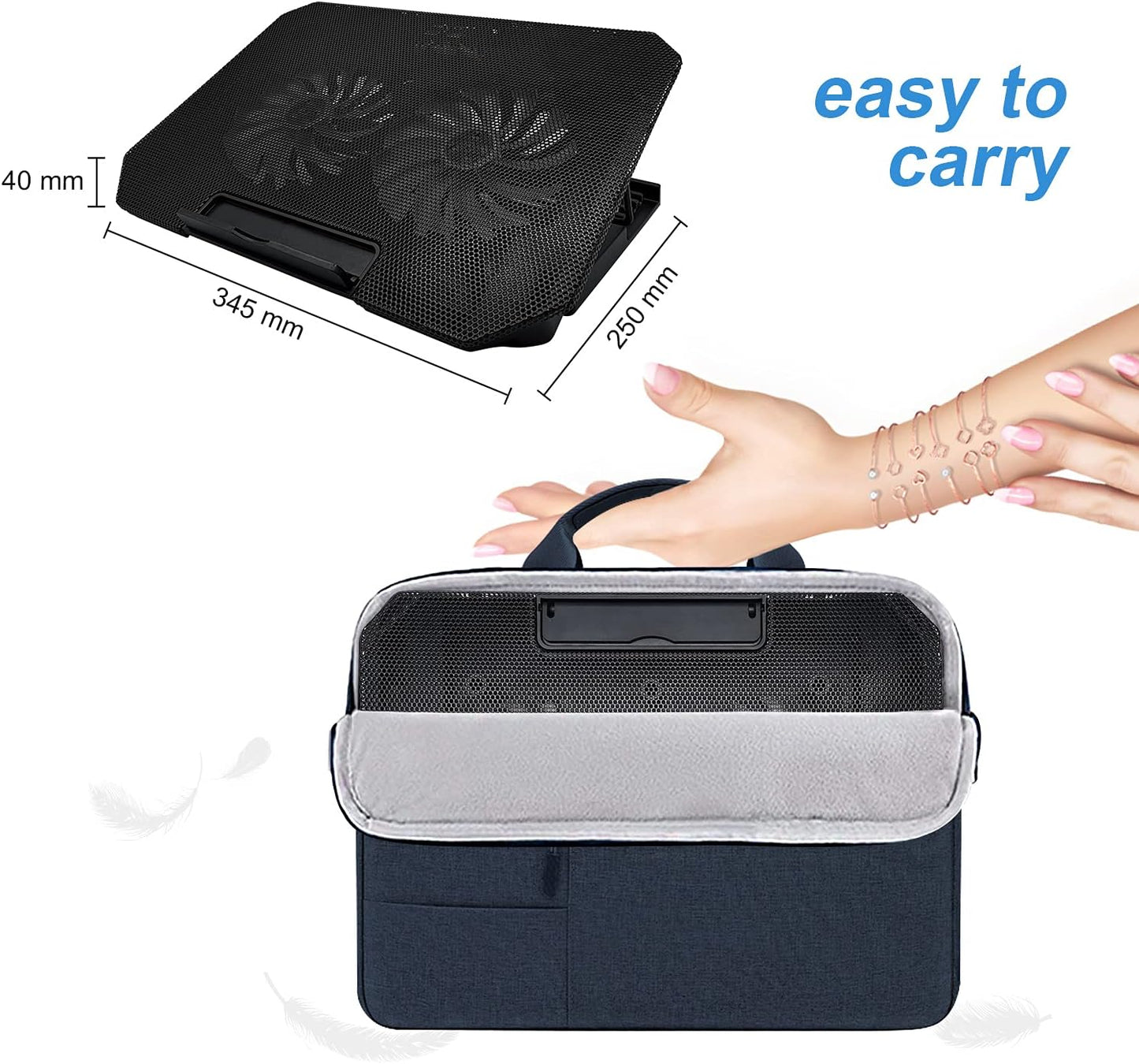 Laptop Cooling Pad and Stand for 11-15.6 Inch Gaming Notebooks - 2 Turbine Fans, 4 Angle Adjustable, Black