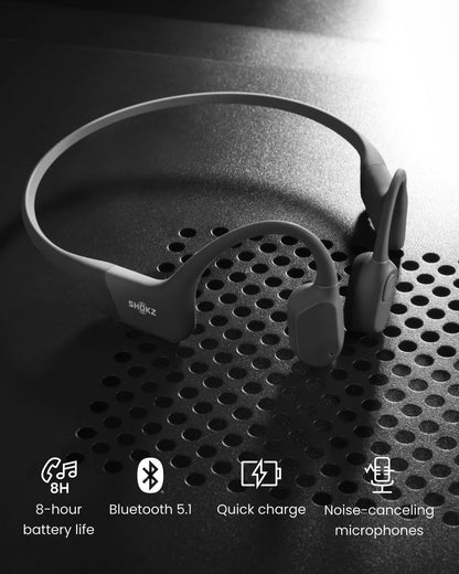 Shokz OpenRun (AfterShokz Aeropex) - Open-Ear Bluetooth Bone Conduction Sport Headphones - Sweat Resistant Wireless Earphones for Workouts and Running - Built-in Mic, with Headband (Black)