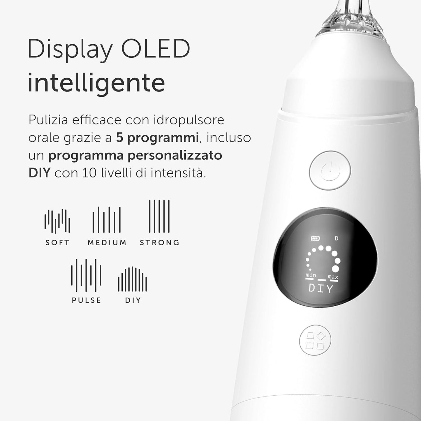 WonderSmile Oral Irrigator Pro - SmoothFlow Technology for Optimal Tooth and Gum Care - Interdental Cleaner with 4 Modes (All White Oral Care Set, 1 Piece (Pack of 1)
